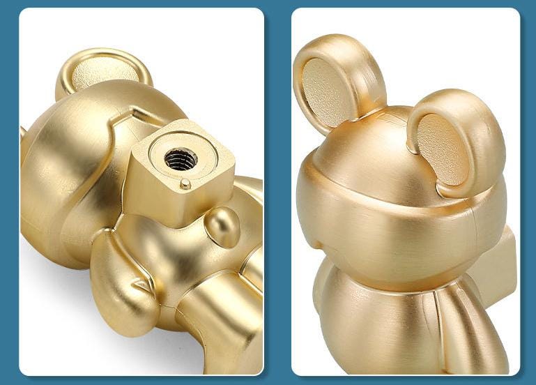 Modern Cute Bear Shape Metal Cabinet Knobs Kids Room Dresser Drawer Gold Silver Black Brass White Finishes Decorative Furniture Pulls