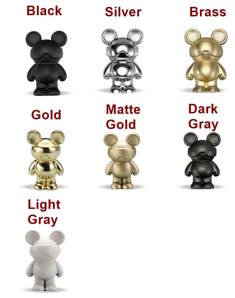 Modern Cute Bear Shape Metal Cabinet Knobs Kids Room Dresser Drawer Gold Silver Black Brass White Finishes Decorative Furniture Pulls