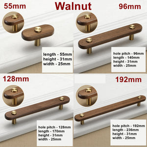 Wood Cabinet Pulls & Knobs - Gold Finish for Cabinets & Drawers - Beech 128mm / 1pc