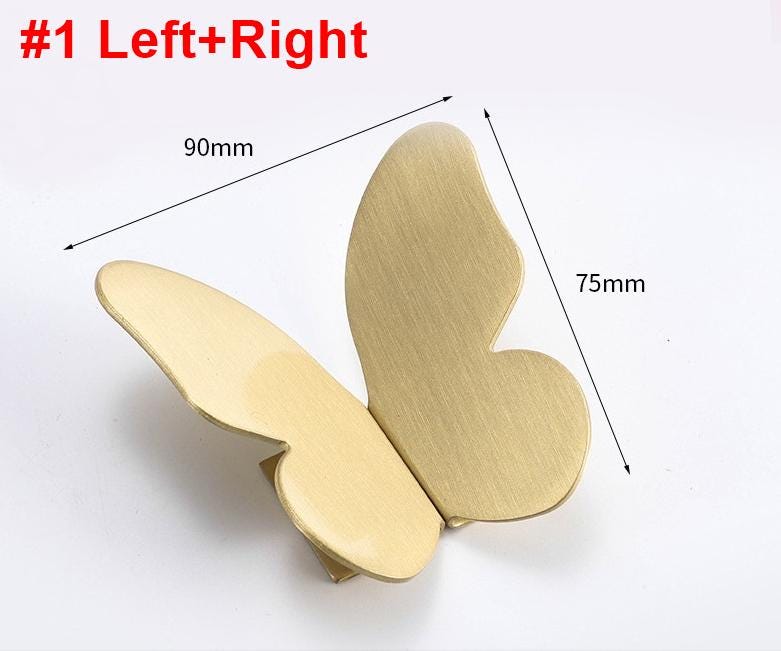 Solid Brass Butterfly Cabinet Knobs Modern Art Deco Drawer Pulls Designer Furniture Handles Kids Room Closet Dresser Decorative Handles