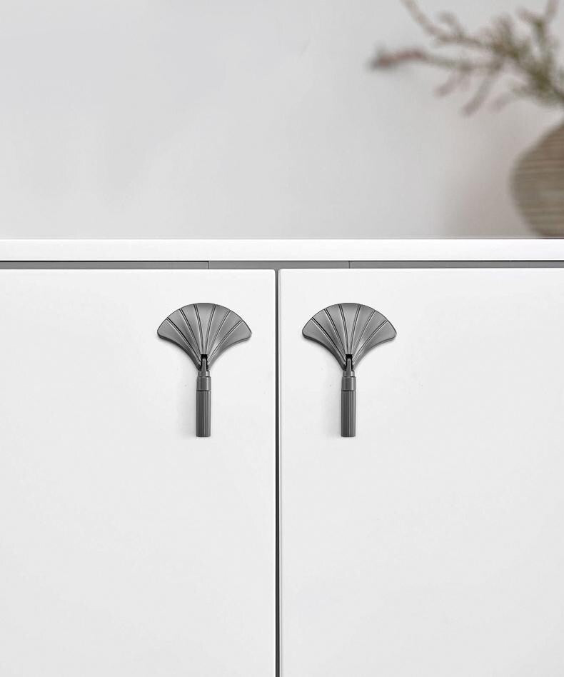 Art Deco Gold Black Fan Shaped Metal Cabinet Handles Drawer Pulls Modern Luxury Knobs Dresser Closet Kitchen Cupboard Furniture Hardware