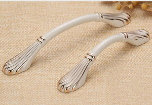 Alloy Round Cabinet Pulls & Knobs - White Finish for DIY Projects - 128mm Ivory / 1pc