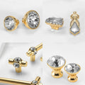 Alloy Diamond Cabinet Pulls & Knobs - Gold Finish for Wardrobes - #1 / 1pc