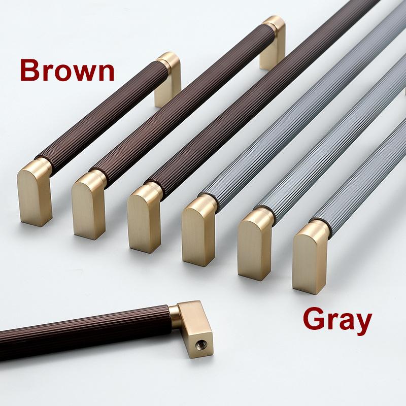 Modern Minimalist Metal Cabinet Handles Scandinavian Wood Metal Drawer Pulls Gold Silver Brown Closet Dresser Kitchen Furniture Hardware