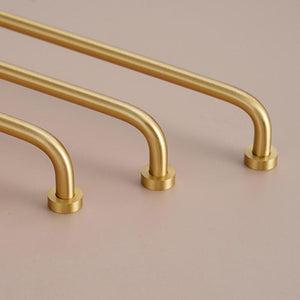 Solid Brass Round Cabinet Pulls & Knobs - Brushed Gold Finish - #3 - 224mm / 1pc