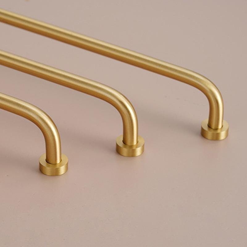 Solid Brass Round Cabinet Pulls & Knobs - Brushed Gold Finish - #3 - 224mm / 1pc