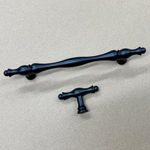Solid Brass Vintage Cabinet Pulls & Knobs - Black Finish Hardware - #4 T-Shape / 1pc