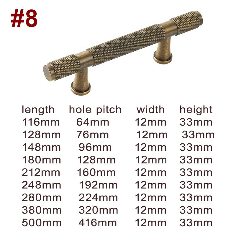 Solid Brass Knurled Cabinet Handles and Drawer Pulls in Antique Bronze Finish for Modern and Industrial Kitchen Bedroom Furniture
