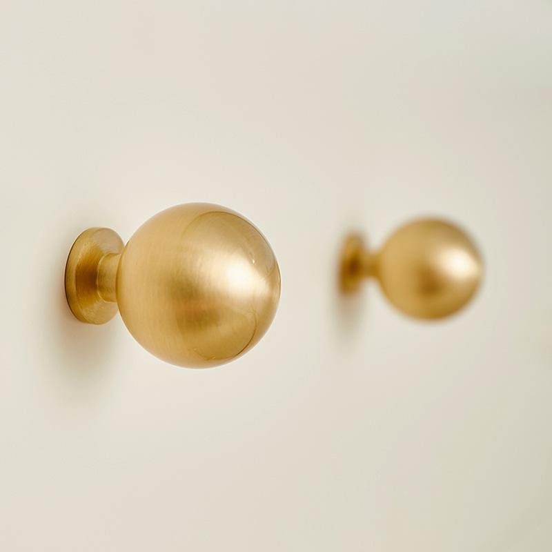 Solid Brass Round Cabinet Knobs in Brushed Gold Finish for Kitchen Cabinets Dressers and Wardrobes Modern Minimalist Hardware Pulls