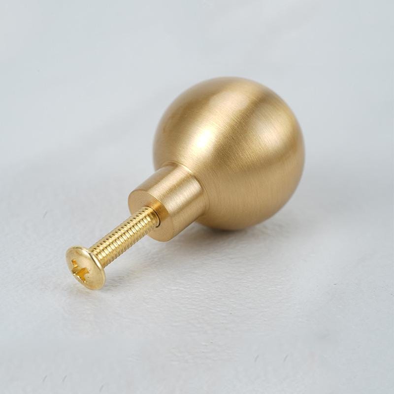 Solid Brass Round Cabinet Knobs in Brushed Gold Finish for Kitchen Cabinets Dressers and Wardrobes Modern Minimalist Hardware Pulls