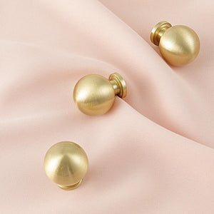 Solid Brass Round Cabinet Pulls & Knobs - Brushed Gold Finish - #1 - 24mm / 1pc