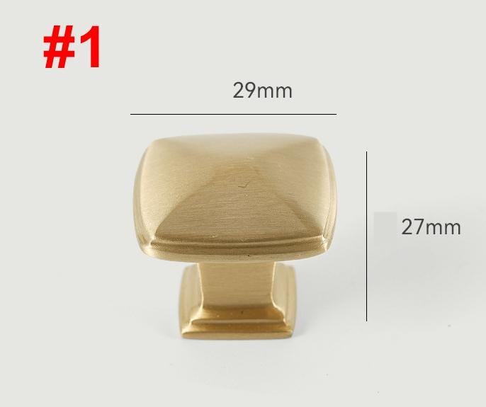 Solid Brass Cabinet Handles Knobs Set Matte Gold Finish for Modern and Classic Kitchen Furniture Drawers Doors and Cupboards Upgrade Decor