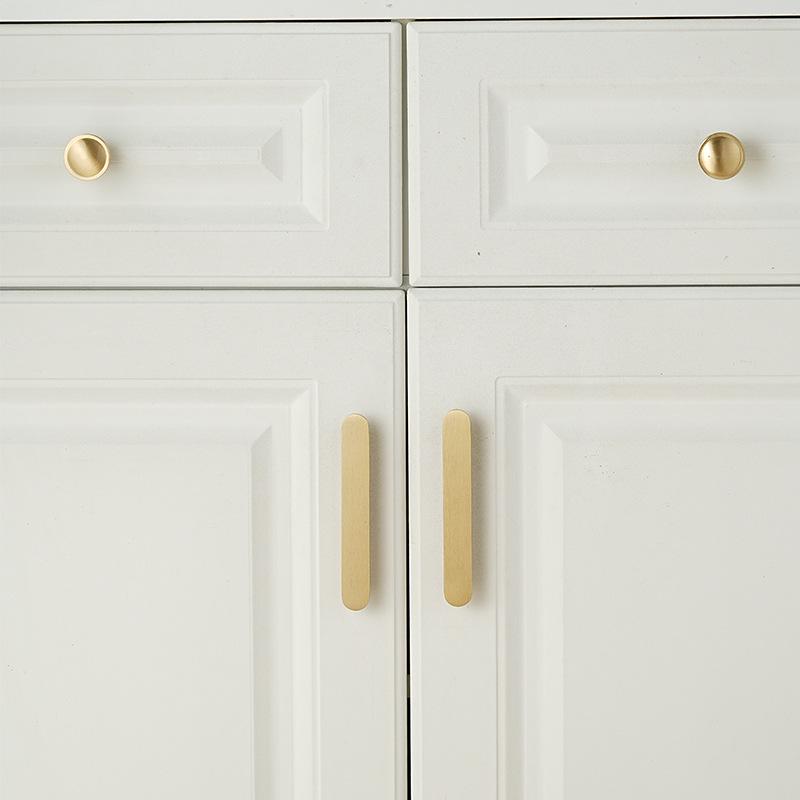 Solid Brass Cabinet Handles Knobs Set Matte Gold Finish for Modern and Classic Kitchen Furniture Drawers Doors and Cupboards Upgrade Decor