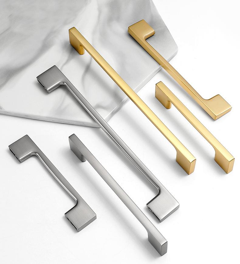 Modern Minimalist Metal Cabinet Handles Matte Gold Silver Drawer Pulls Sleek Alloy Furniture Hardware Contemporary Kitchen Closet Door Knobs