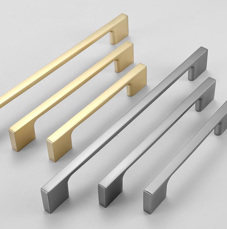 Modern Minimalist Metal Cabinet Handles Matte Gold Silver Drawer Pulls Sleek Alloy Furniture Hardware Contemporary Kitchen Closet Door Knobs
