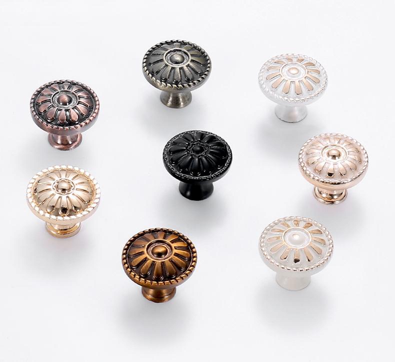 Vintage Floral Metal Cabinet Knobs Classic Bronze Silver Black Gold Drawer Pulls Decorative Retro Handles Furniture Kitchen Closet Cupboard