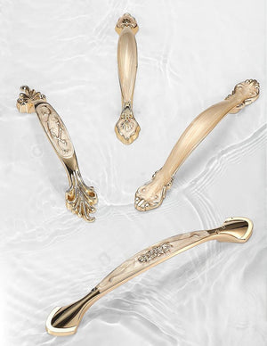Alloy Floral Cabinet Pulls & Knobs - Gold Finish Furniture Hardware - #4 / 1pc