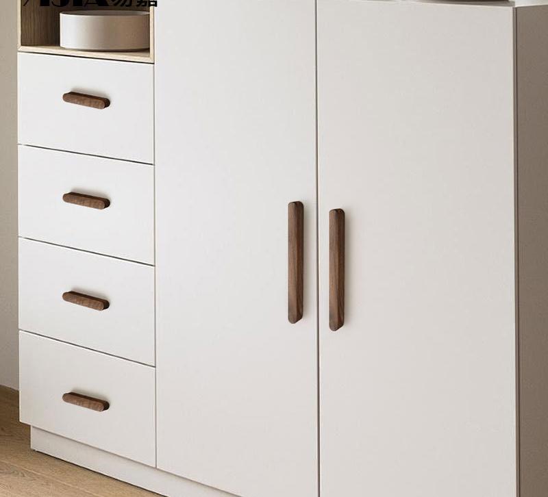 Natural Wood Cabinet Drawer Handles Scandinavian Minimalist Beech Walnut Furniture Pulls Modern Closet Cupboard Door Knobs Handle