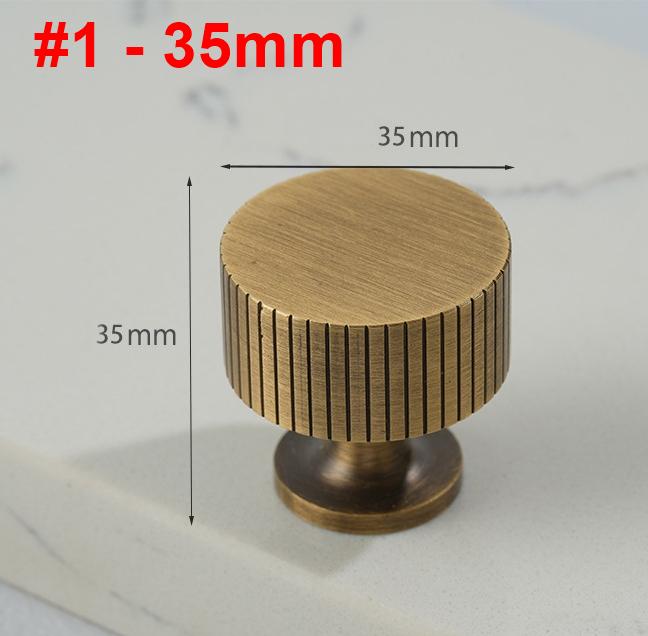Solid Brass Textured Cabinet Handles Ribbed Drawer Pulls Bronze T Bar Round Knobs for Kitchen Dresser Wardrobe Furniture Hardware
