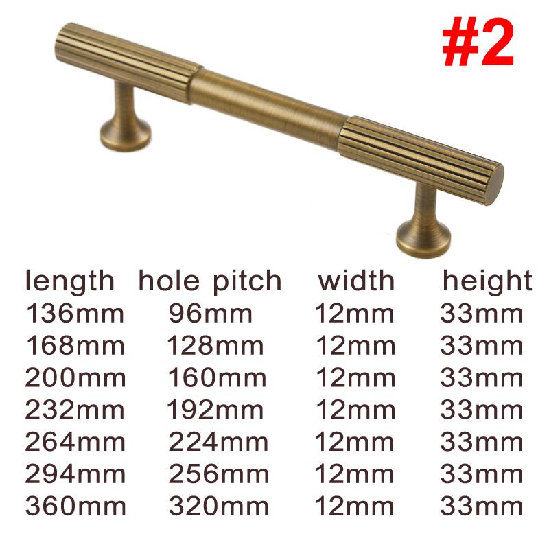 Solid Brass Textured Cabinet Handles Ribbed Drawer Pulls Bronze T Bar Round Knobs for Kitchen Dresser Wardrobe Furniture Hardware