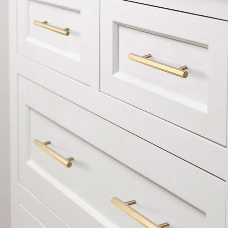 Solid Brass Hexagon Drawer Pulls Gold Cabinet Handles Minimalist T Bar Knobs Modern Kitchen Cupboard Hardware for Furniture and Wardrobe