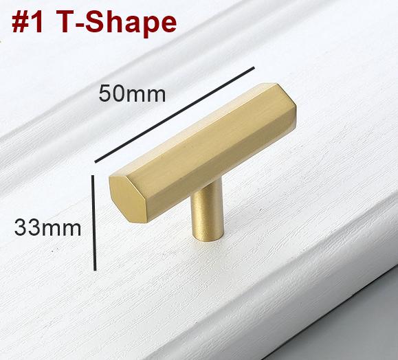 Solid Brass Hexagon Drawer Pulls Gold Cabinet Handles Minimalist T Bar Knobs Modern Kitchen Cupboard Hardware for Furniture and Wardrobe