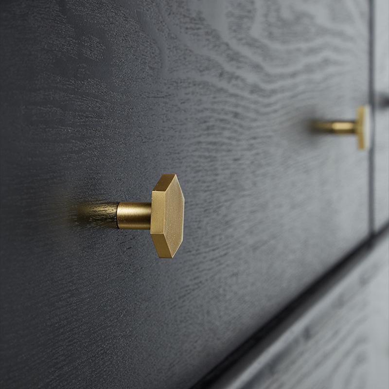 Solid Brass Hexagon Drawer Pulls Gold Cabinet Handles Minimalist T Bar Knobs Modern Kitchen Cupboard Hardware for Furniture and Wardrobe