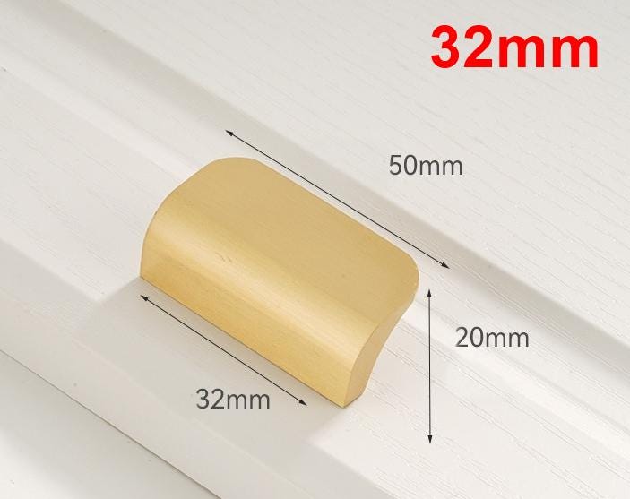 Solid Brass Edge Pull Handles for Drawers Cabinets Kitchen Furniture Modern Minimalist Brushed Gold Hardware for Wardrobe Cupboard Doors