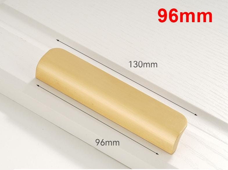 Solid Brass Edge Pull Handles for Drawers Cabinets Kitchen Furniture Modern Minimalist Brushed Gold Hardware for Wardrobe Cupboard Doors