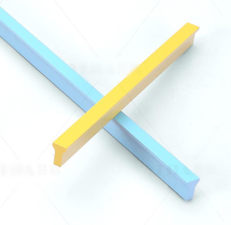 Alloy Geometric Cabinet Pulls & Knobs - Minimalist for Wardrobes - 800mm Blue / 1pc