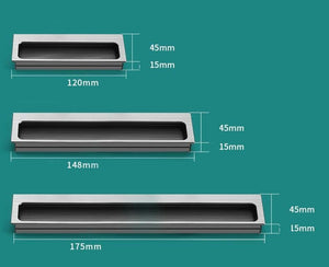 Alloy Recessed Flush Cabinet Pulls - Black Finish for DIY Projects - Gray - 148mm / 1pc