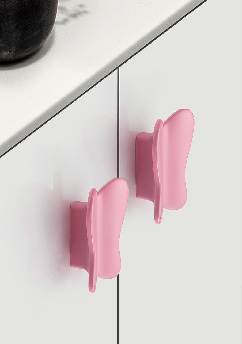 Modern Minimalist Colorful Metal Cabinet Drawer Handles Blue Yellow Furniture Pulls Pop Art Kitchen Closet Door Knobs Contemporary Interior