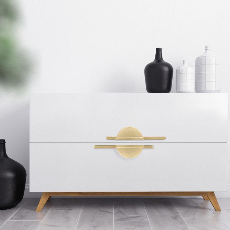 Modern Minimalist Geometric Metal Cabinet Handles Black Gold Semi Circle Drawer Pulls Scandinavian Style Furniture Door Knobs Kitchen Closet