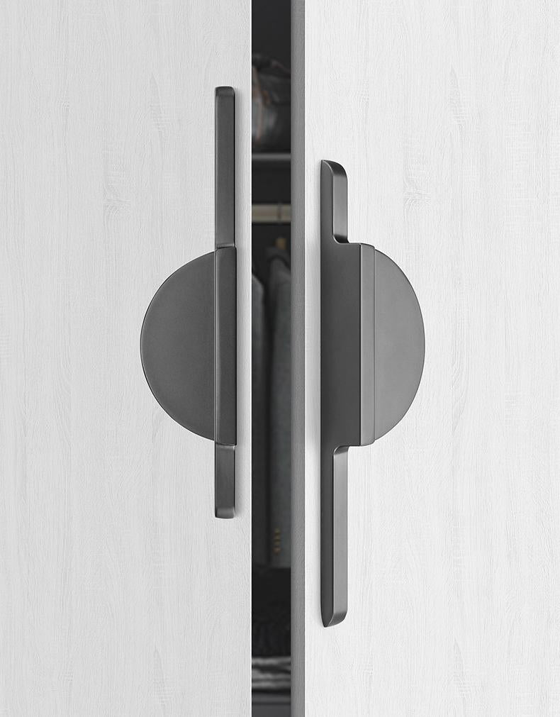 Modern Minimalist Geometric Metal Cabinet Handles Black Gold Semi Circle Drawer Pulls Scandinavian Style Furniture Door Knobs Kitchen Closet