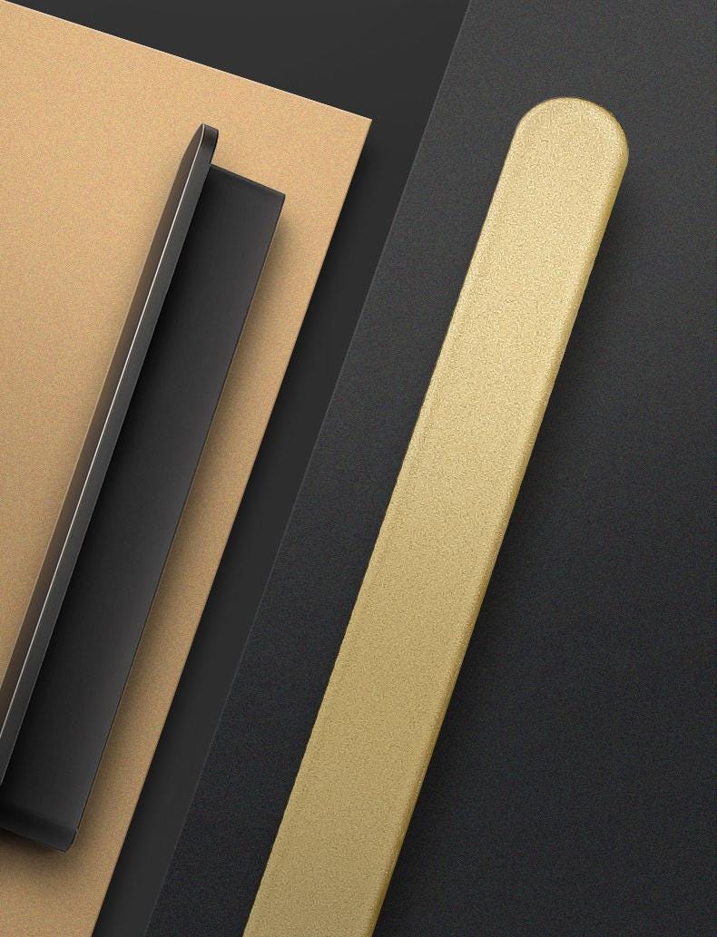 Modern Minimalist Rectangular Metal Cabinet Handles Black Gold Drawer Pulls Sleek Scandinavian Style Furniture Hardware Kitchen Closet Doors