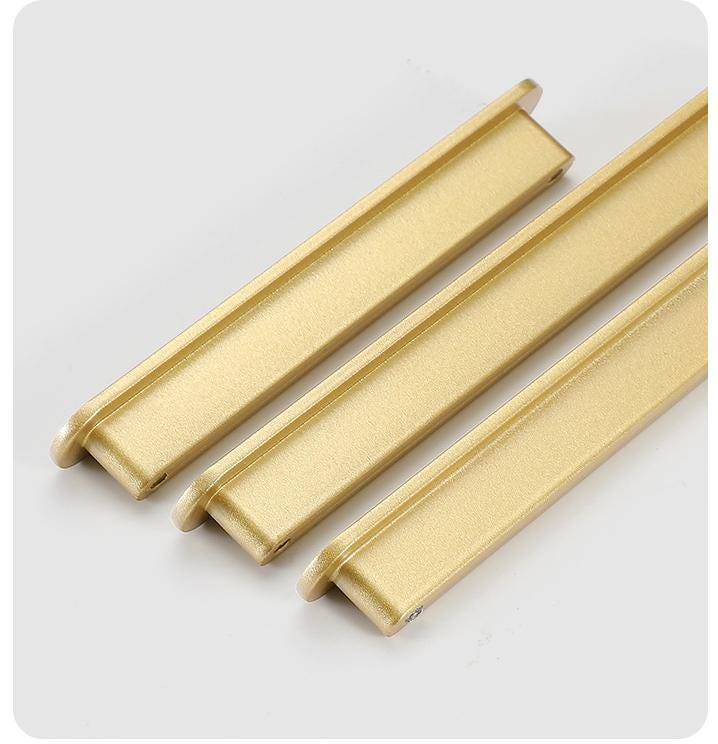 Modern Minimalist Rectangular Metal Cabinet Handles Black Gold Drawer Pulls Sleek Scandinavian Style Furniture Hardware Kitchen Closet Doors