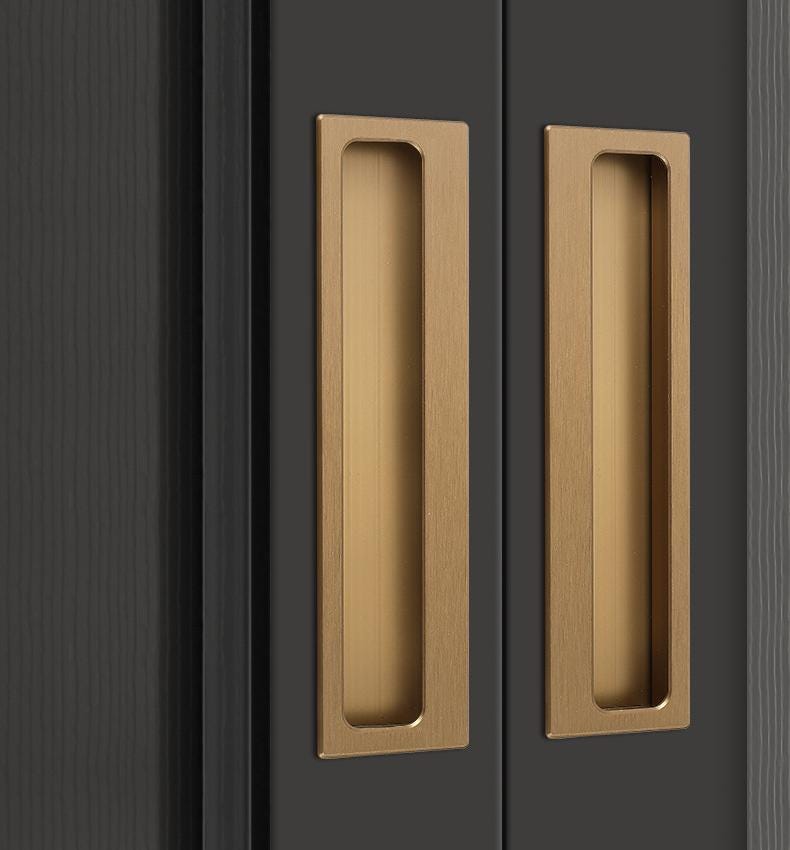 Modern Minimalist Recessed Metal Cabinet Pull Handles Graphite Closet Sliding Door Handle Hidden Drawer Handle Flush Mount Furniture