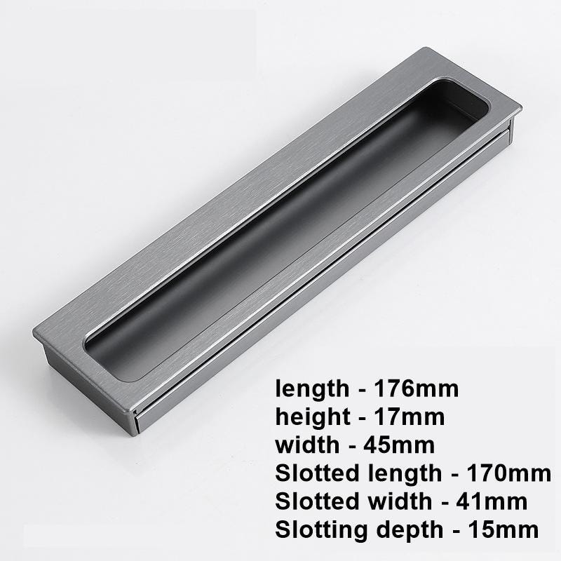 Modern Minimalist Recessed Metal Cabinet Pull Handles Graphite Closet Sliding Door Handle Hidden Drawer Handle Flush Mount Furniture