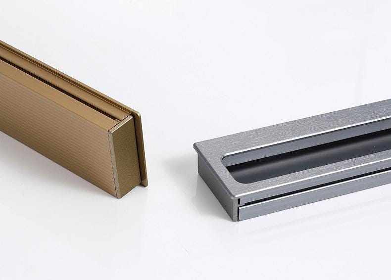 Modern Minimalist Recessed Metal Cabinet Pull Handles Graphite Closet Sliding Door Handle Hidden Drawer Handle Flush Mount Furniture