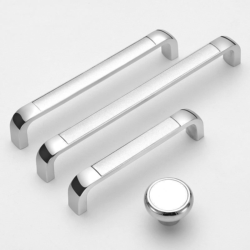 Modern Minimalist Chrome Metal Cabinet Handles Art Deco Drawer Pulls Black White Knobs Luxury Furniture Hardware Kitchen Bathroom Wardrobe