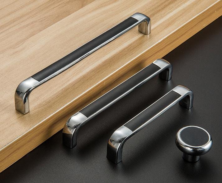 Modern Minimalist Chrome Metal Cabinet Handles Art Deco Drawer Pulls Black White Knobs Luxury Furniture Hardware Kitchen Bathroom Wardrobe