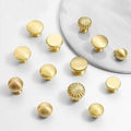 Solid Brass Round Cabinet Pulls & Knobs - Brushed Gold Finish - #1 - 12mm / 1pc
