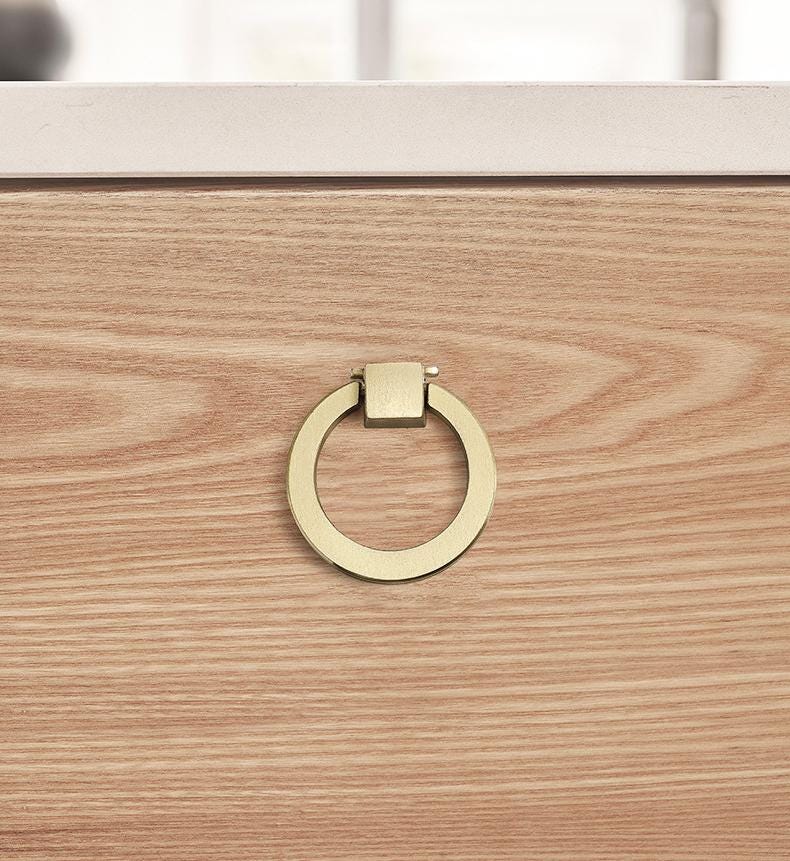 Solid Brass Round Cabinet Pulls & Knobs - Brushed Gold Finish - #8 / 1pc