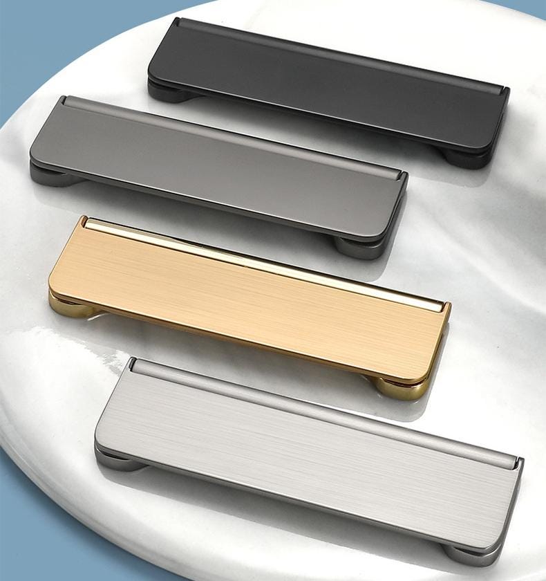 Modern Minimalist Metal Cabinet Pulls Rectangular Drawer Handles Gold Black Silver Wardrobe Furniture Handles High Tech Kitchen Hardware