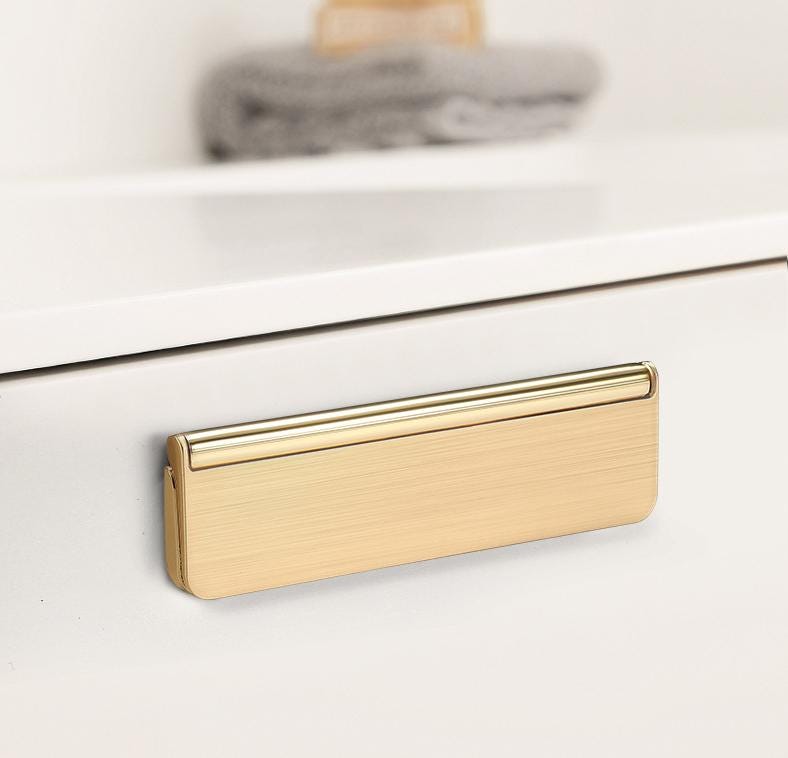 Modern Minimalist Metal Cabinet Pulls Rectangular Drawer Handles Gold Black Silver Wardrobe Furniture Handles High Tech Kitchen Hardware