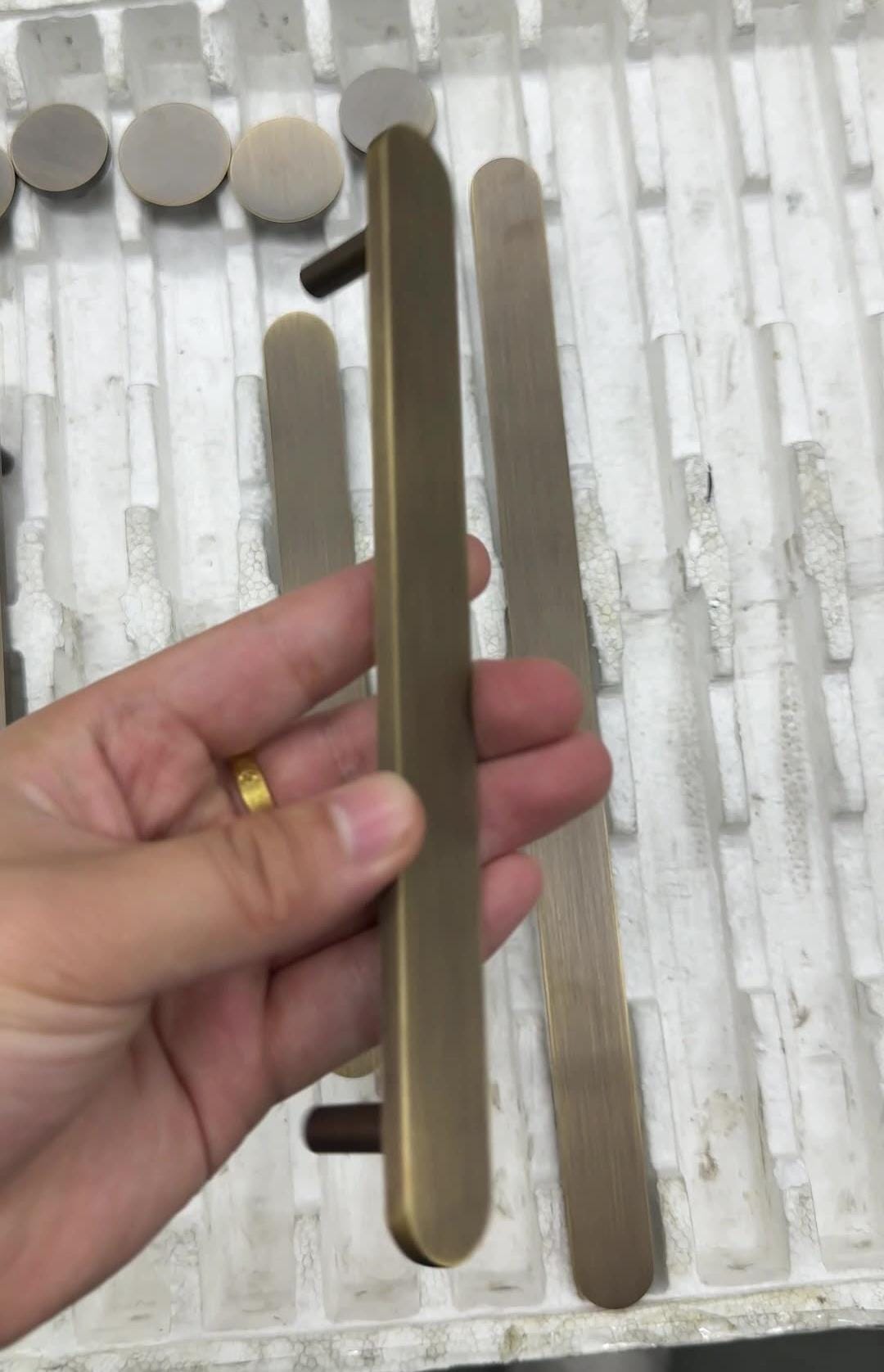 Solid Brass Minimalist Cabinet Handles and Round Knobs in Antique Bronze Finish for Modern Kitchen Drawers and Wardrobe Furniture