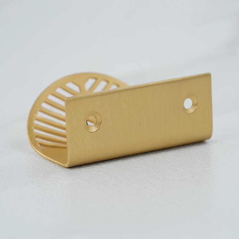 Solid Brass Gold Finger Pull Handles with Modern Cutout Leaf Design and Minimalist Edge Pulls for Kitchen Cabinets and Furniture Drawers