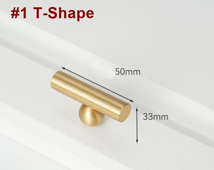 Gold Finish Solid Brass Cabinet Handles Modern Style Sleek Cylindrical Pulls Minimalist Furniture Knobs Drawer Kitchen Wardrobe Hardware