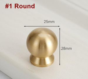 Solid Brass Round Cabinet Pulls & Knobs - Brushed Gold Finish - #1 - 64mm / 1pc