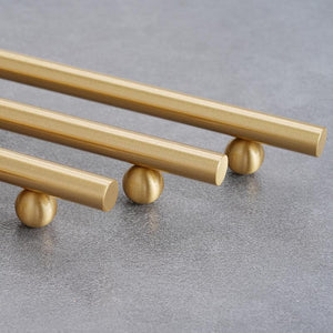 Solid Brass Round Cabinet Pulls & Knobs - Brushed Gold Finish - #1 - 192mm / 1pc